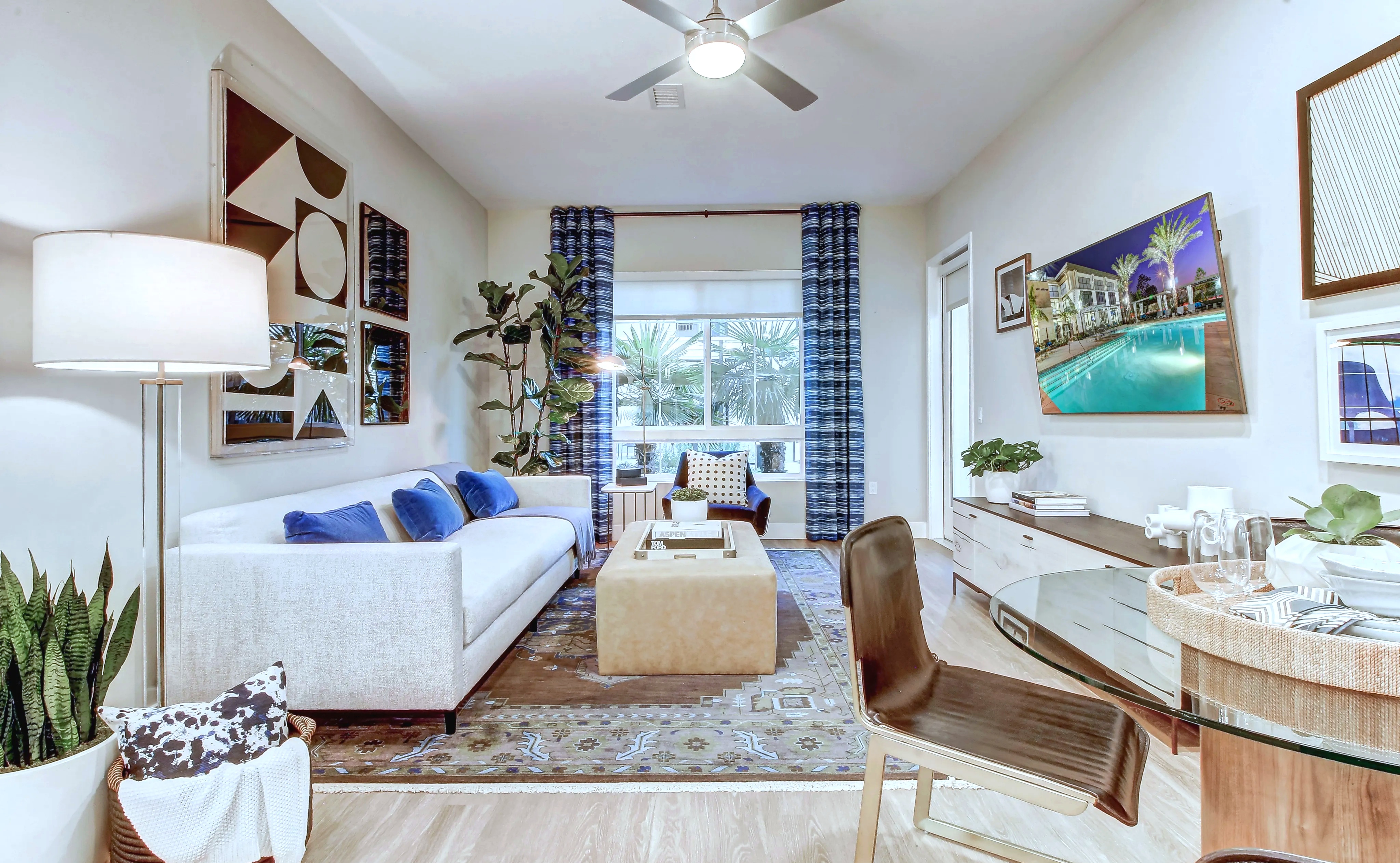 The Murphy model residence — sunlit living room